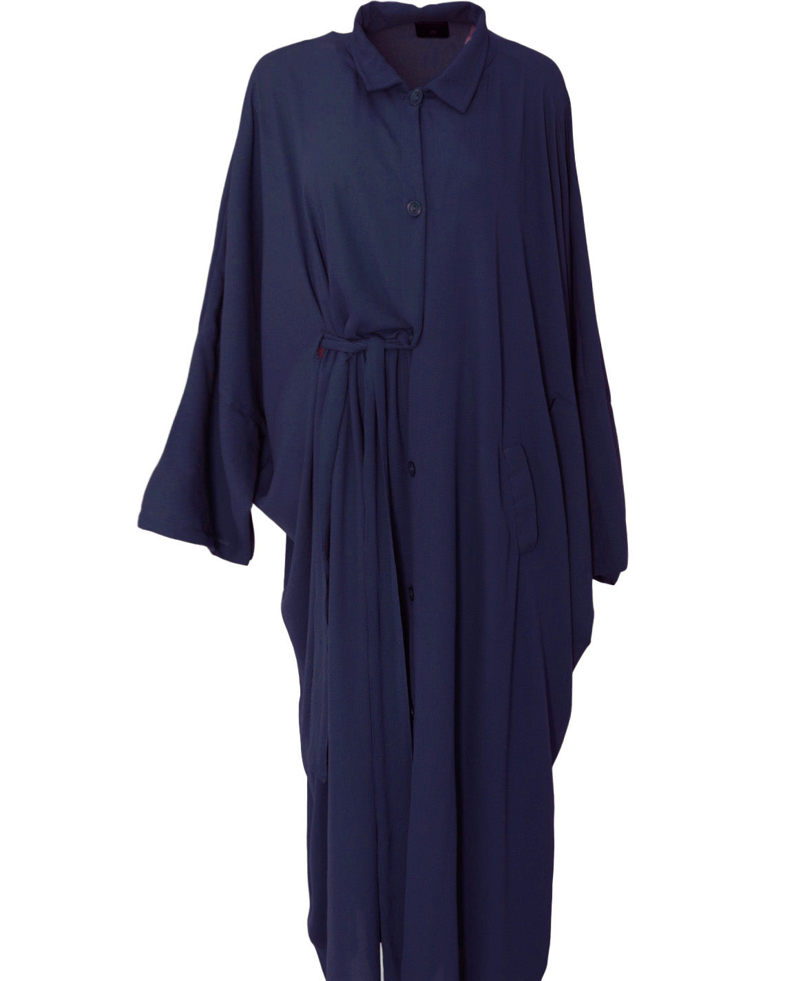 Modest navy button down kaftan for everyday wear