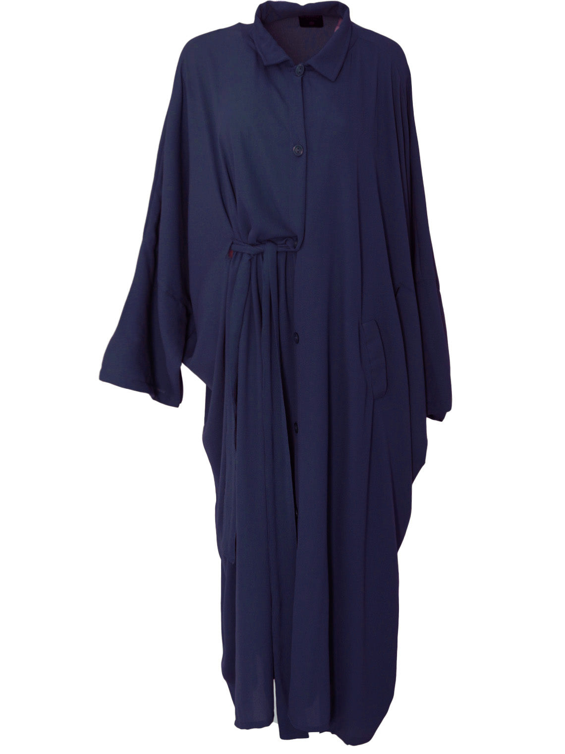 Modest navy button down kaftan for everyday wear