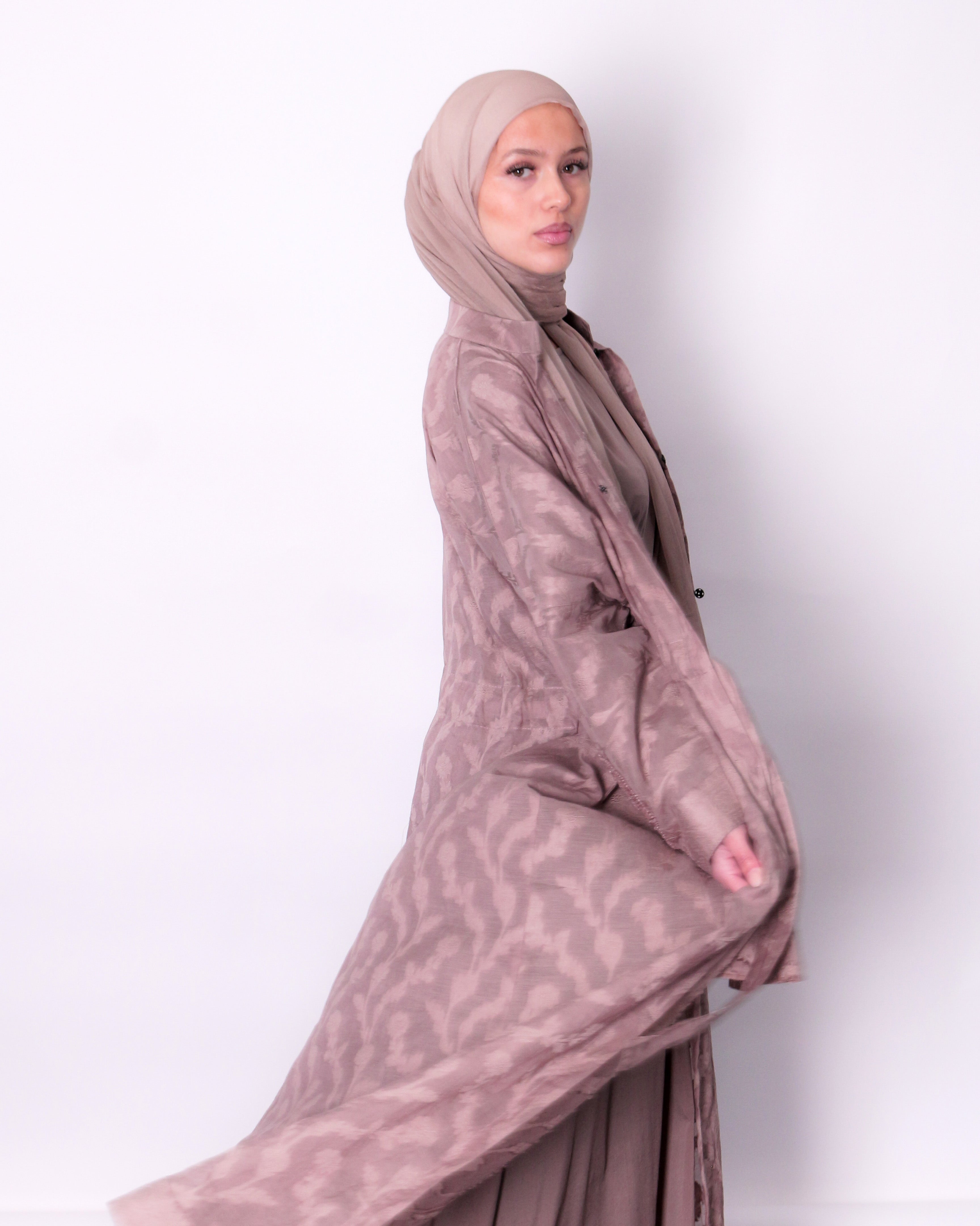 DUSK Rimal silk cotton jacket set with matching slip