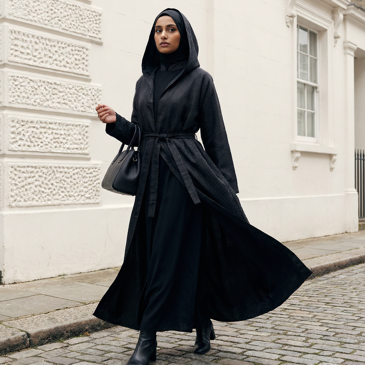Keffiyeh Black Jacket – Detachable Hood – Arabian Nites online Keffiyeh Black Jacket – Detachable Hood – Arabian Nites online