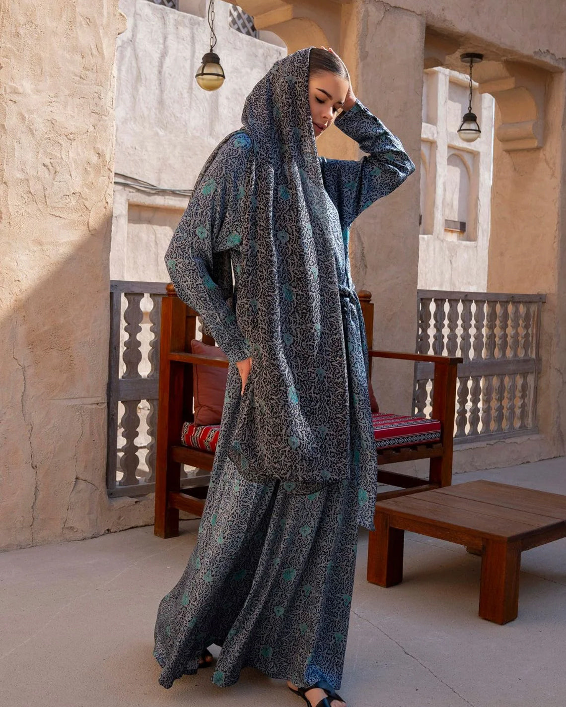 printed scarves blue dubai hijab islamic eid
