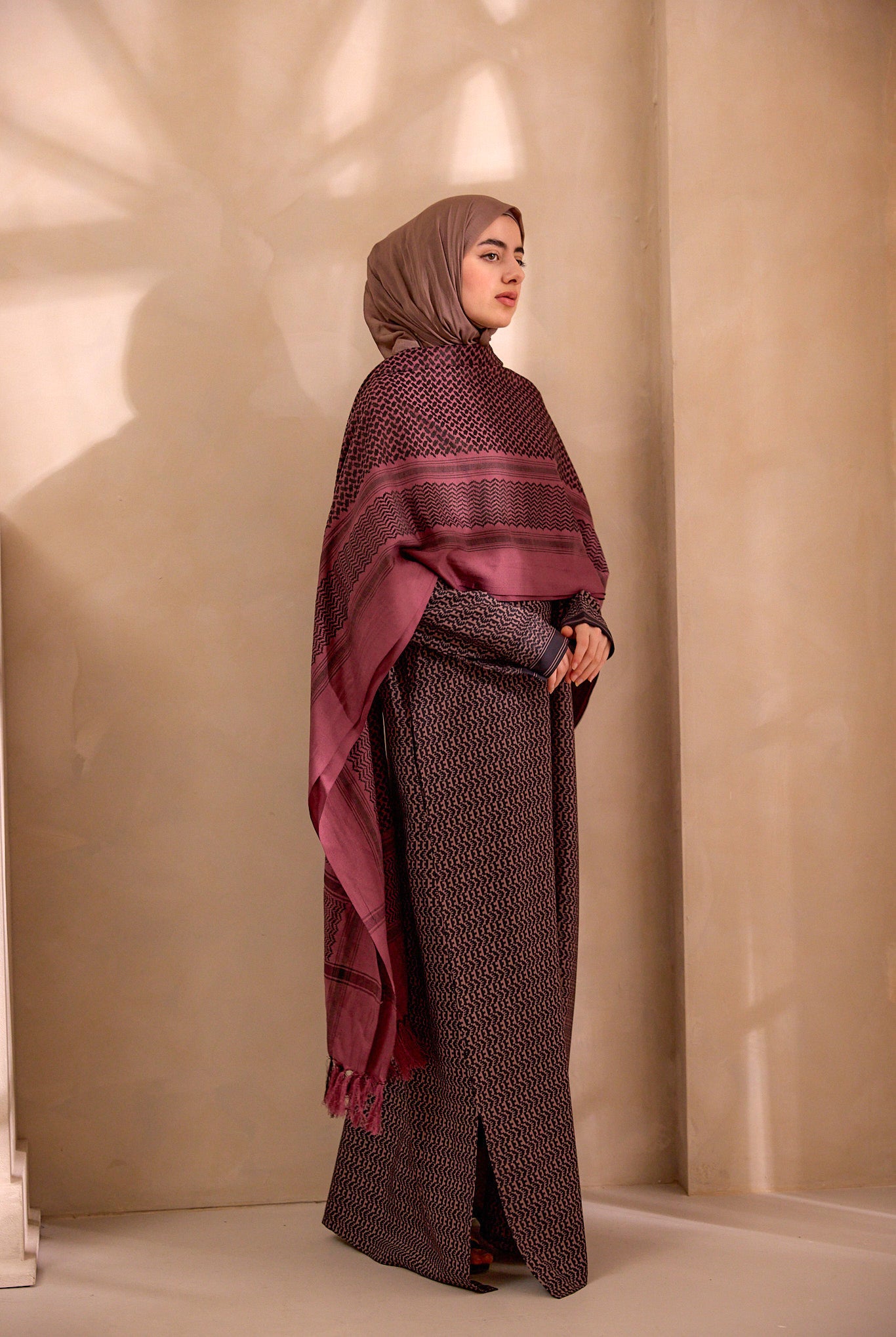 raspberry maroon keffiyeh scarf