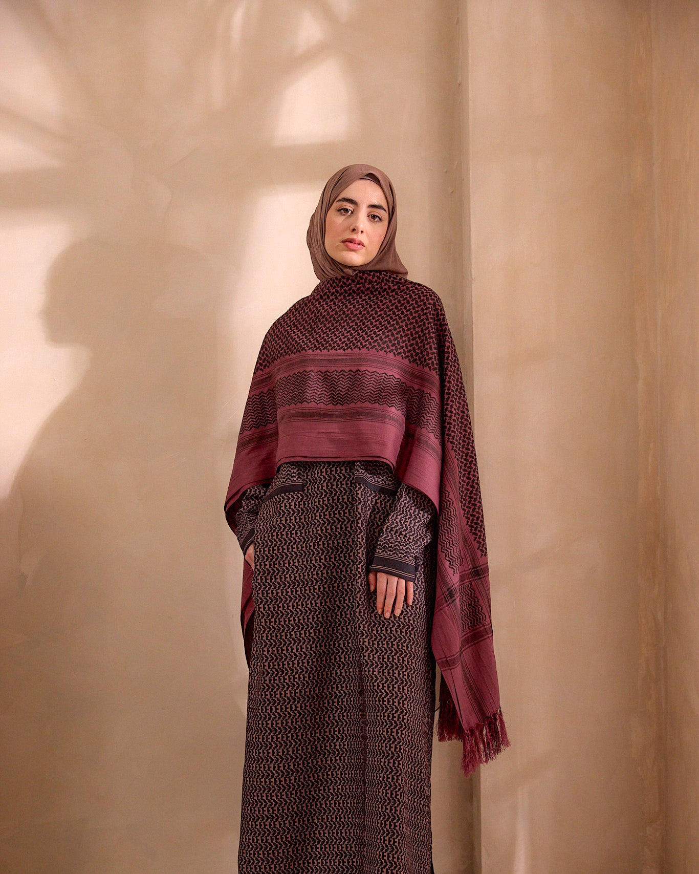 raspberry maroon keffiyeh scarf
