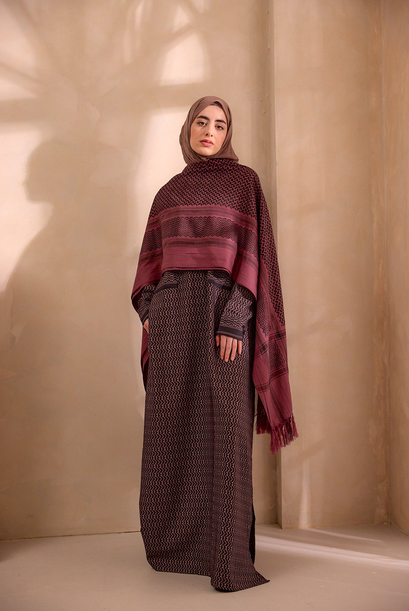 raspberry maroon keffiyeh scarf