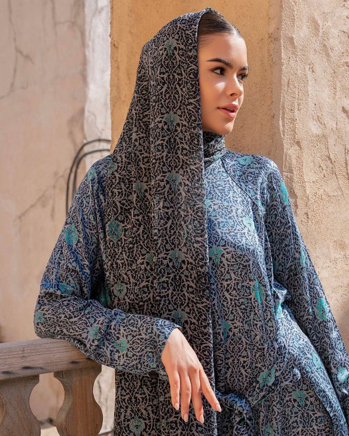blue heritage maxi chiffon printed scarves