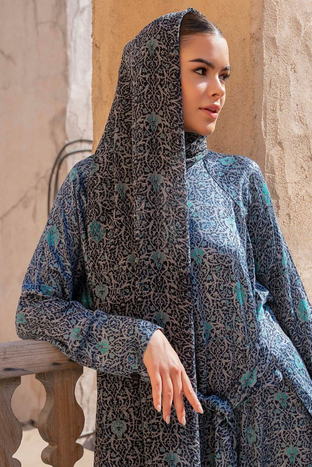 blue heritage maxi chiffon printed scarves