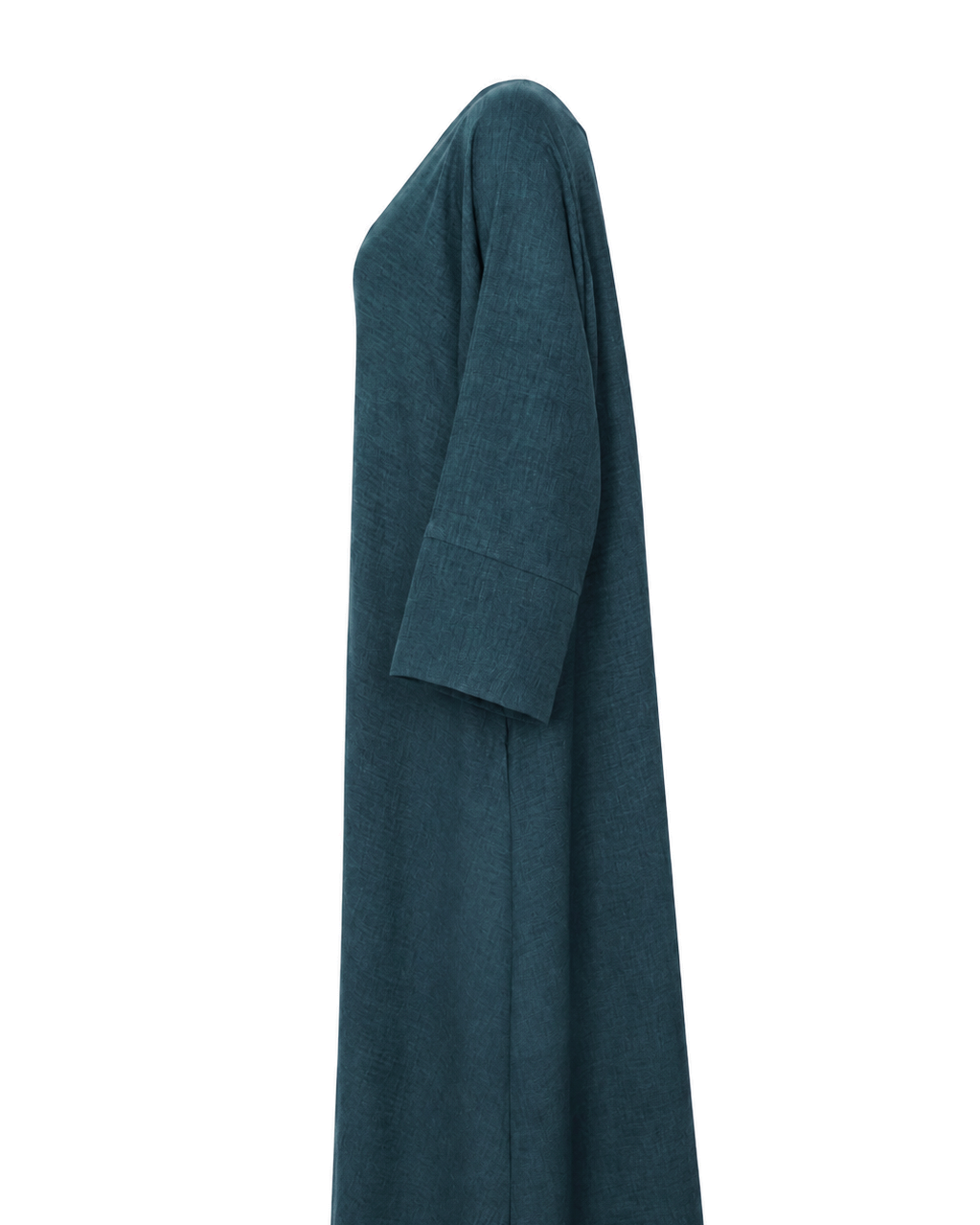 Lightweight linen lycra fabric detail in jewel toned teal