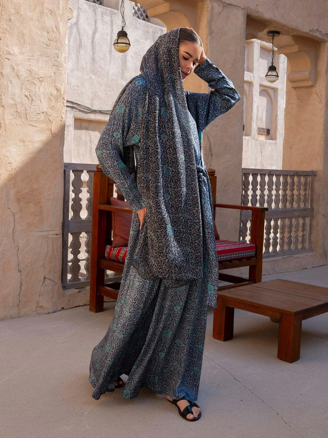 printed scarves blue dubai hijab islamic eid