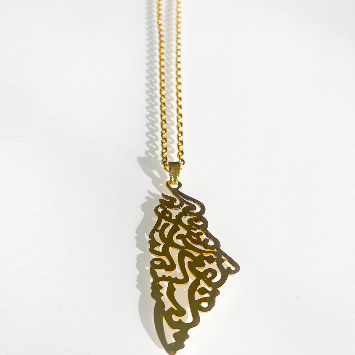 Palestine Calligraphy Gold Necklace – Arabian Nites online