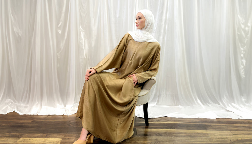 gold arabian nites kaftan occasional wear modest wear hijab islam