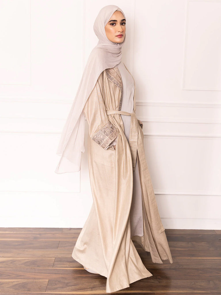 linen jacket open abaya