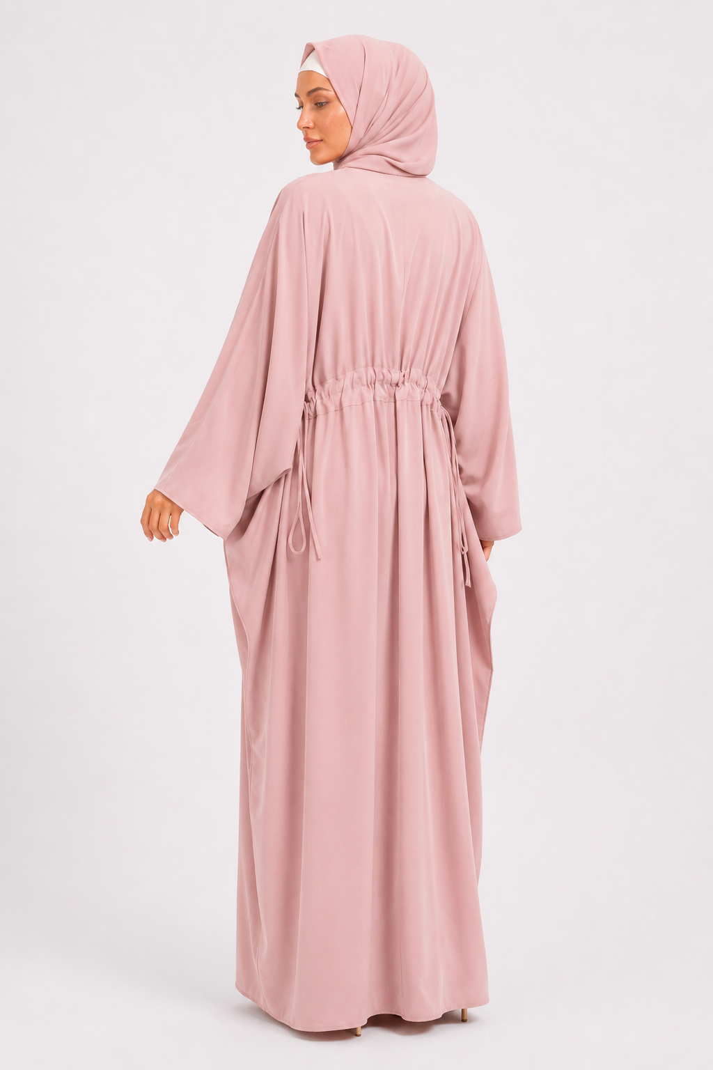 Full length blush pink everyday abaya with matching hijab