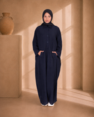 Loose navy modest kaftan for warm weather