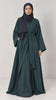 Full length view of the Fayrouz teal open abaya jacket