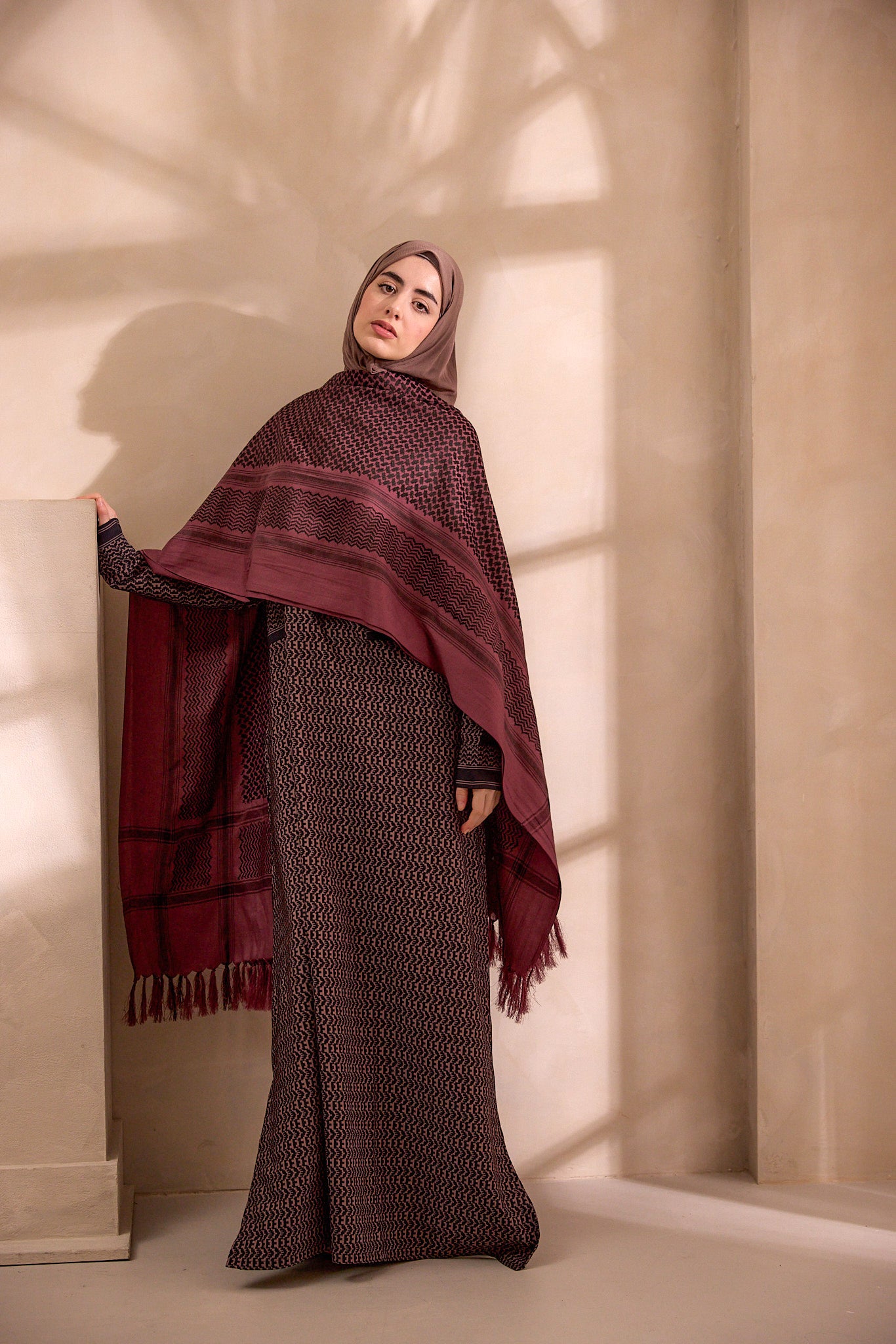 raspberry maroon keffiyeh scarf hijab 