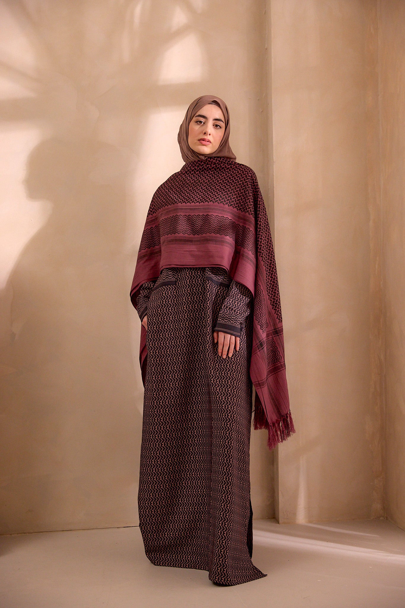 raspberry maroon keffiyeh scarf