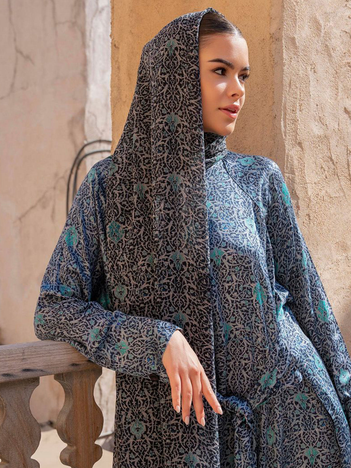 blue heritage maxi chiffon printed scarves