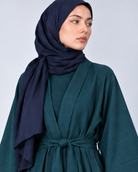Lightweight linen lycra fabric detail in jewel toned teal